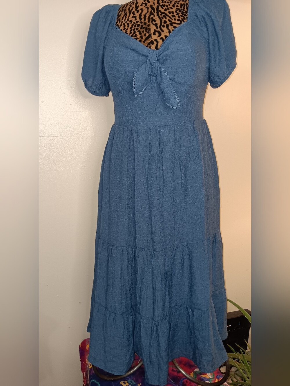 As U Wish Blue Tie-Front Maxi Dress